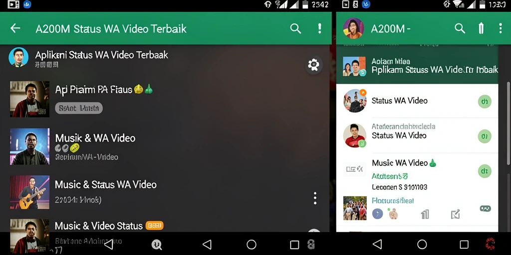 Antarmuka aplikasi A200M untuk Status WA Video yang menarik dan mudah digunakan.