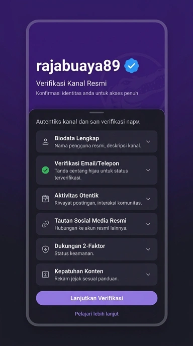 Tampilan kanal resmi rajabuaya89